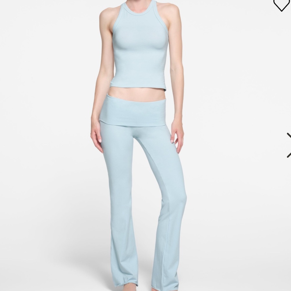 Skims Cotton Jersey SET (crewneck tank and fold over pants in opal)